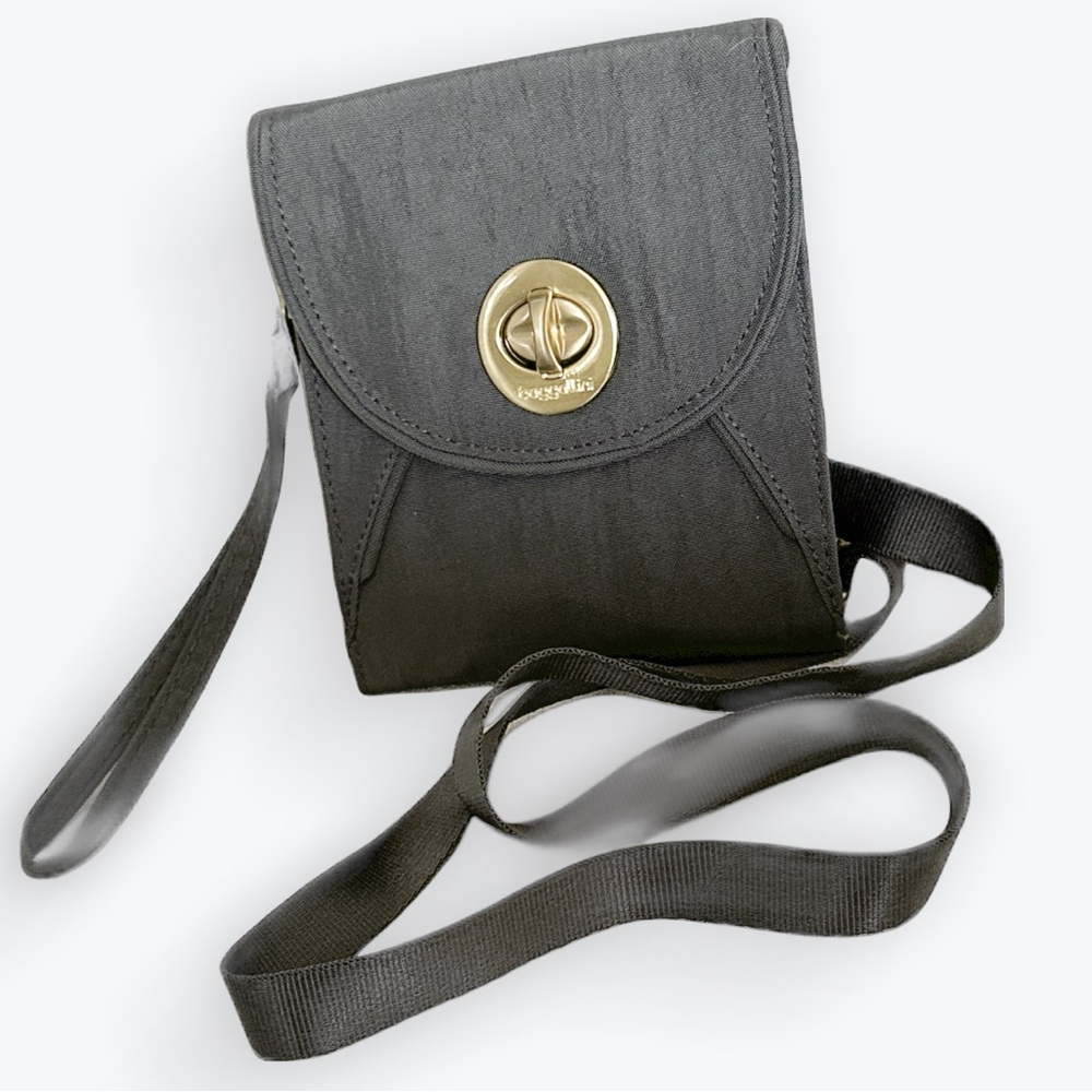 baggallini RFID Athens Removable Wrist & Crossbody Strap Black Crossbody Wallet